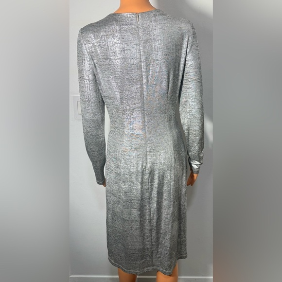 Vince Camuto Metallic Gray Long Sleeve Dress - Picture 4 of 8